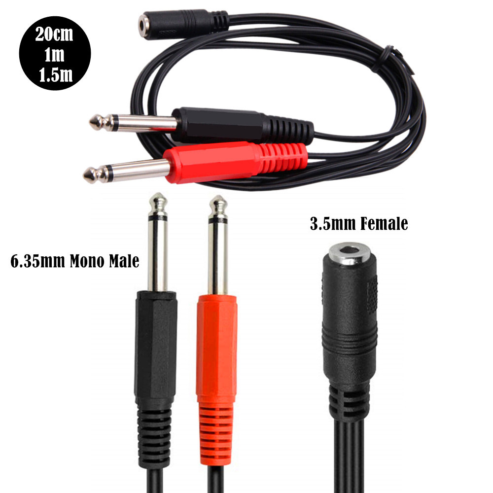 Audio Splitter Y - 6.35mm macho para 2 6.35mm 3.5mm