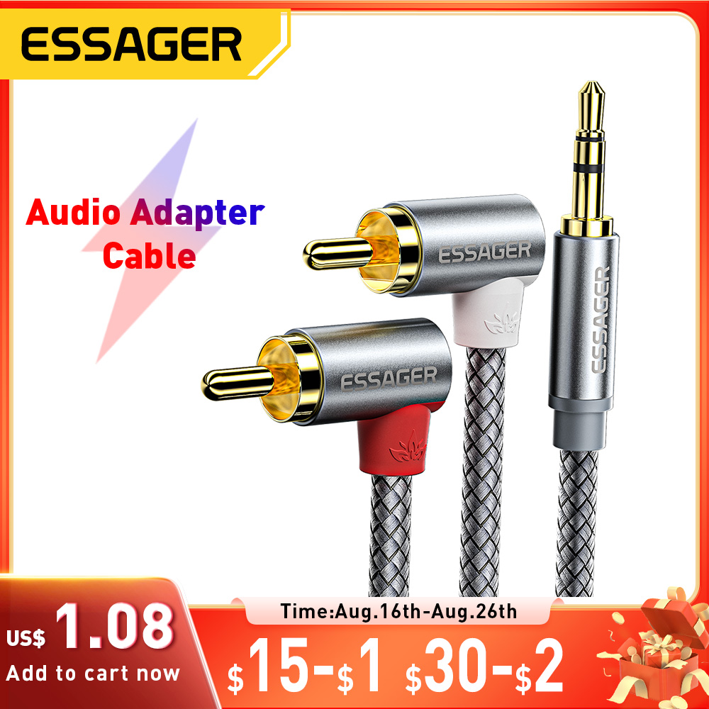 Essager 90 °   Ângulo rca cabo - Audio Splitter Y avaliação e preço